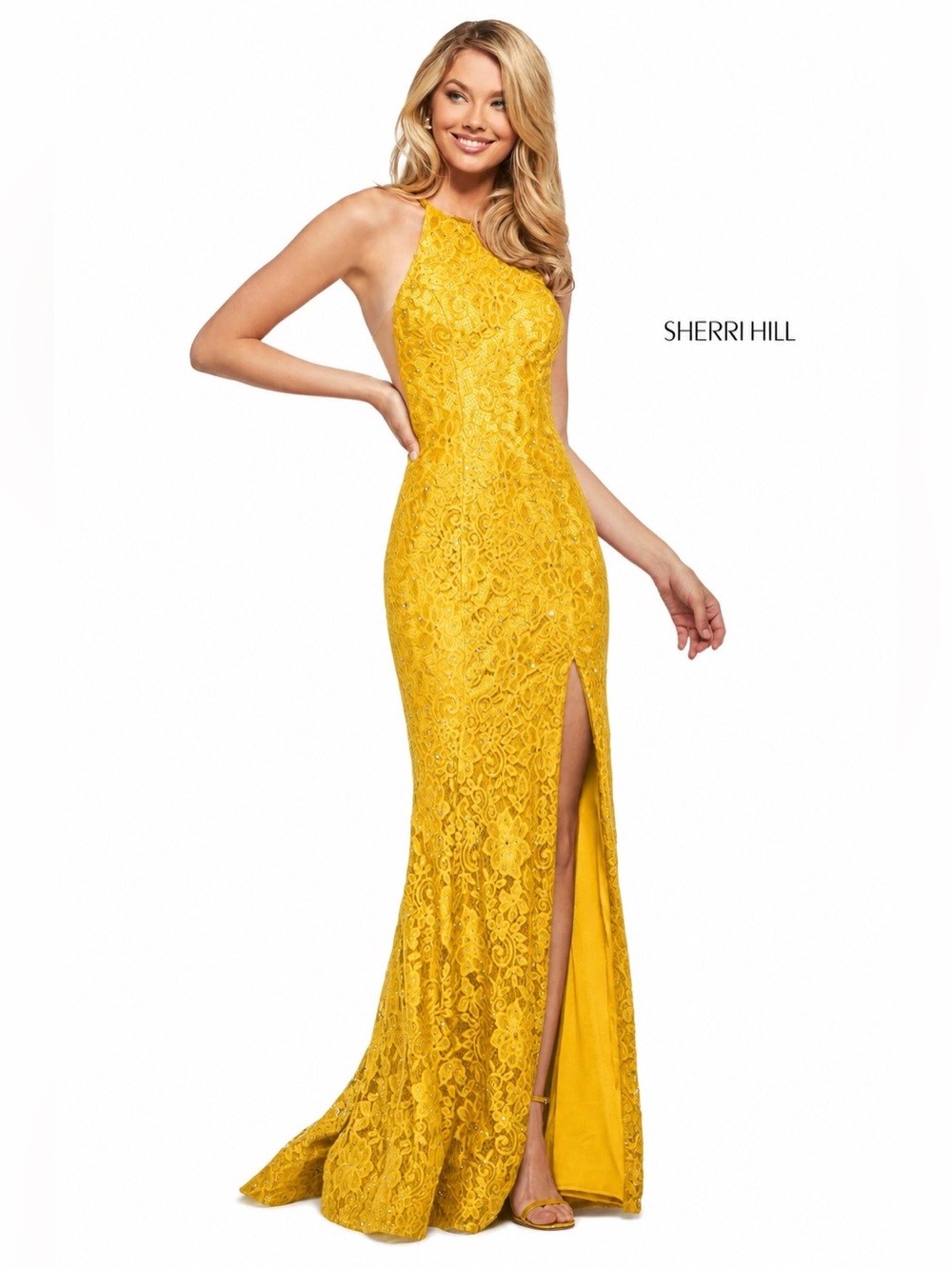 💛 Sherri Hill Yellow Lace Mermaid Gown | Formal Dress | Prom | Pageant 💛